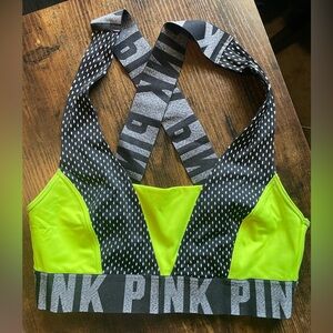 PINK Victoria's Secret Lime and Black Sports Bra